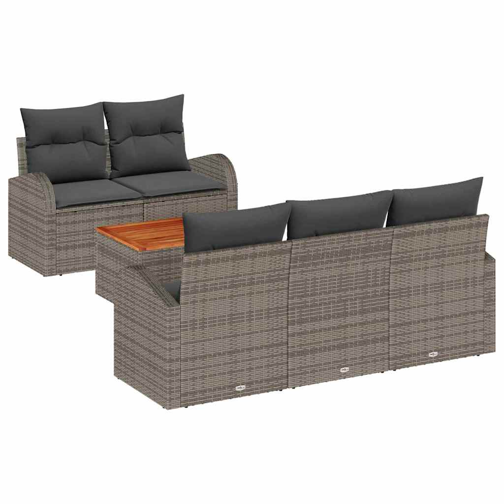 Set Divano da Giardino 6 pcs Grigio polyrattan | homemem39