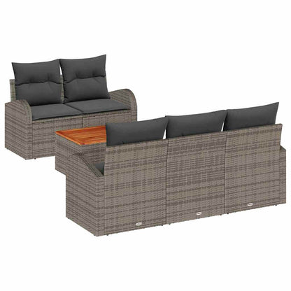 Set Divano da Giardino 6 pcs Grigio polyrattan | homemem39