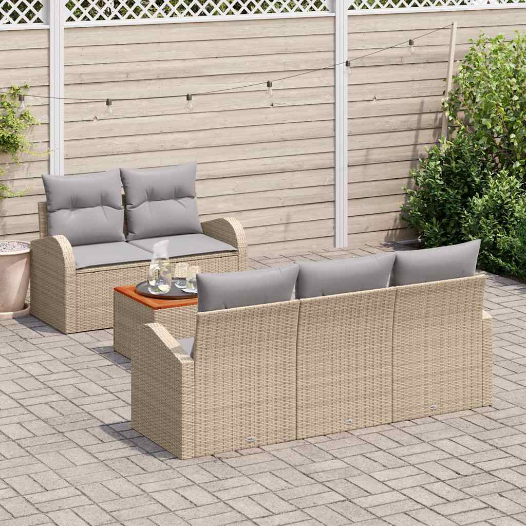 Set Divano da Giardino 6 pcs Beige e Grigio Chiaro polyrattan | homemem39