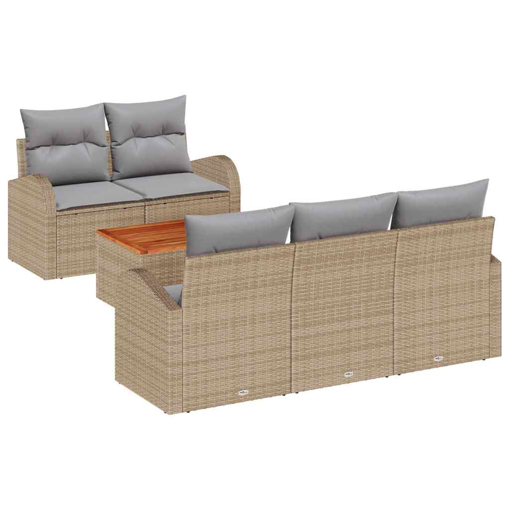 Set Divano da Giardino 6 pcs Beige e Grigio Chiaro polyrattan | homemem39