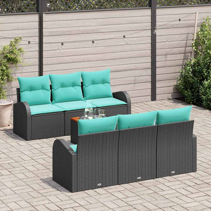 Set Divano da Giardino 7 pcs Nero e Turchese polyrattan | homemem39