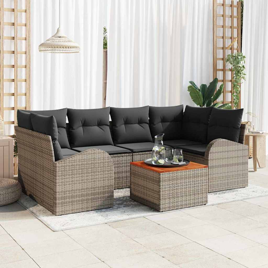 Set Divano da Giardino 7 pcs Grigio polyrattan | homemem39