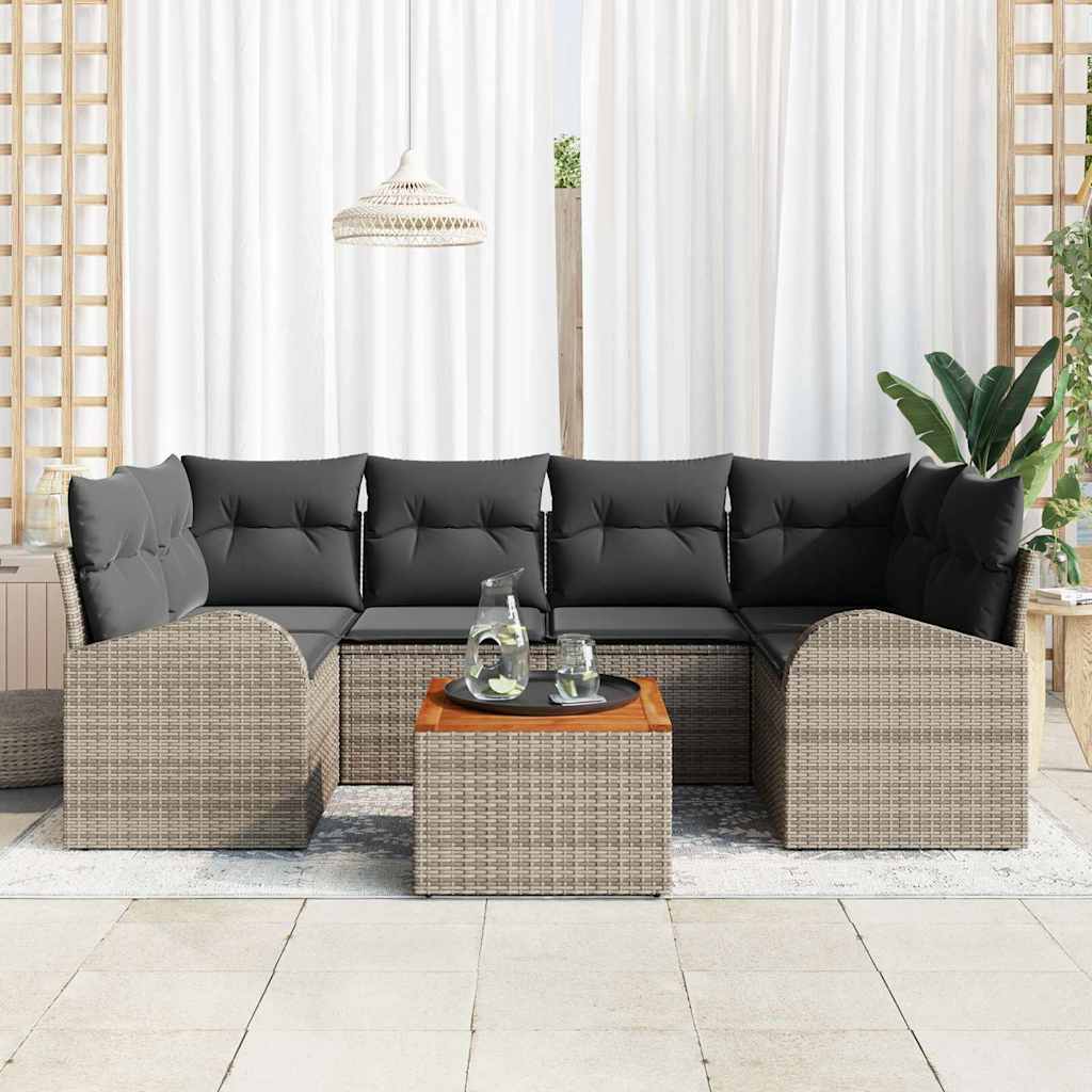 Set Divano da Giardino 7 pcs Grigio polyrattan | homemem39