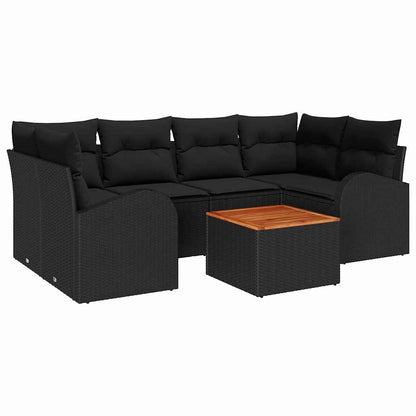 Set Divano da Giardino con archiviazione 7 pcs Nero polyrattan | homemem39