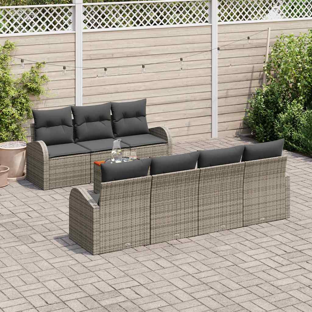 Set Divano da Giardino 8 pcs Grigio polyrattan | homemem39