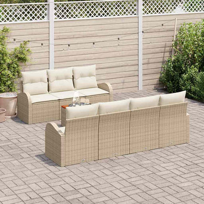 Set Divano da Giardino 8 pcs Beige e Crema polyrattan | homemem39