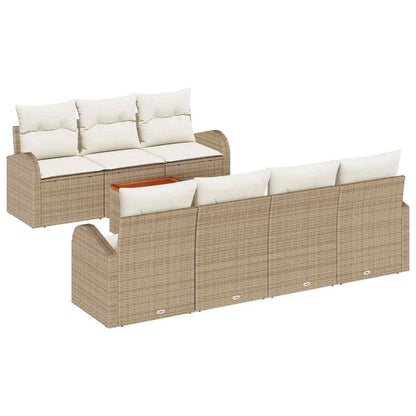 Set Divano da Giardino 8 pcs Beige e Crema polyrattan