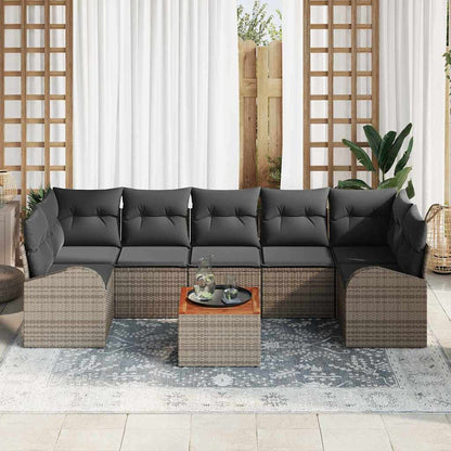 Set Divano da Giardino 8 pcs Grigio polyrattan | homemem39