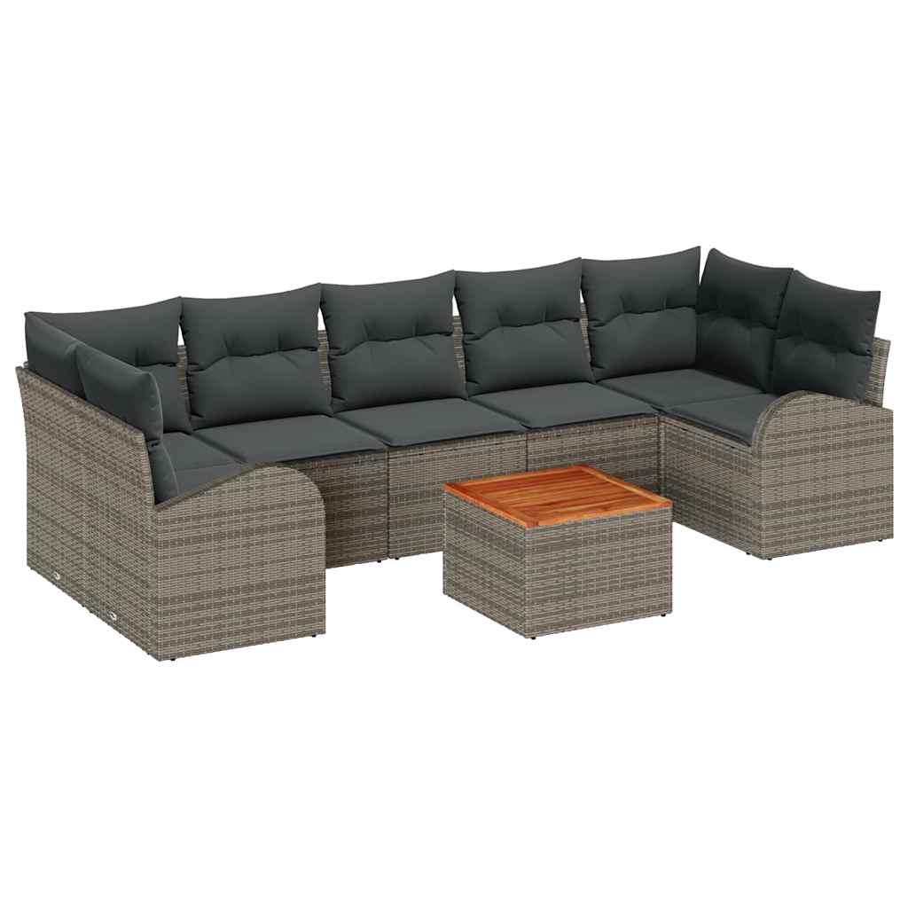 Set Divano da Giardino 8 pcs Grigio polyrattan | homemem39