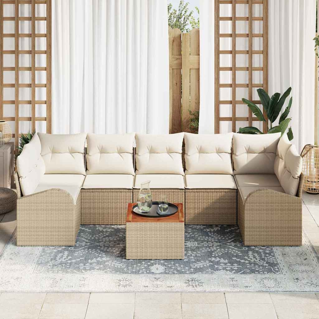 Set Divano da Giardino 8 pcs Beige e Crema polyrattan | homemem39