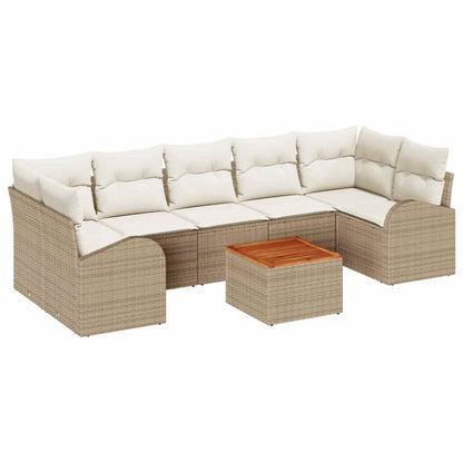 Set Divano da Giardino 8 pcs Beige e Crema polyrattan | homemem39