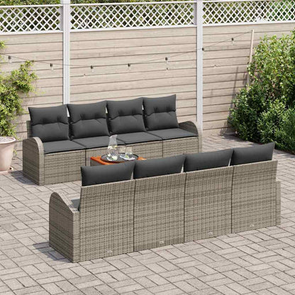 Set Divano da Giardino 9 pcs Grigio polyrattan | homemem39