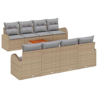 Set Divano da Giardino 9 pcs Beige e Grigio Chiaro polyrattan
