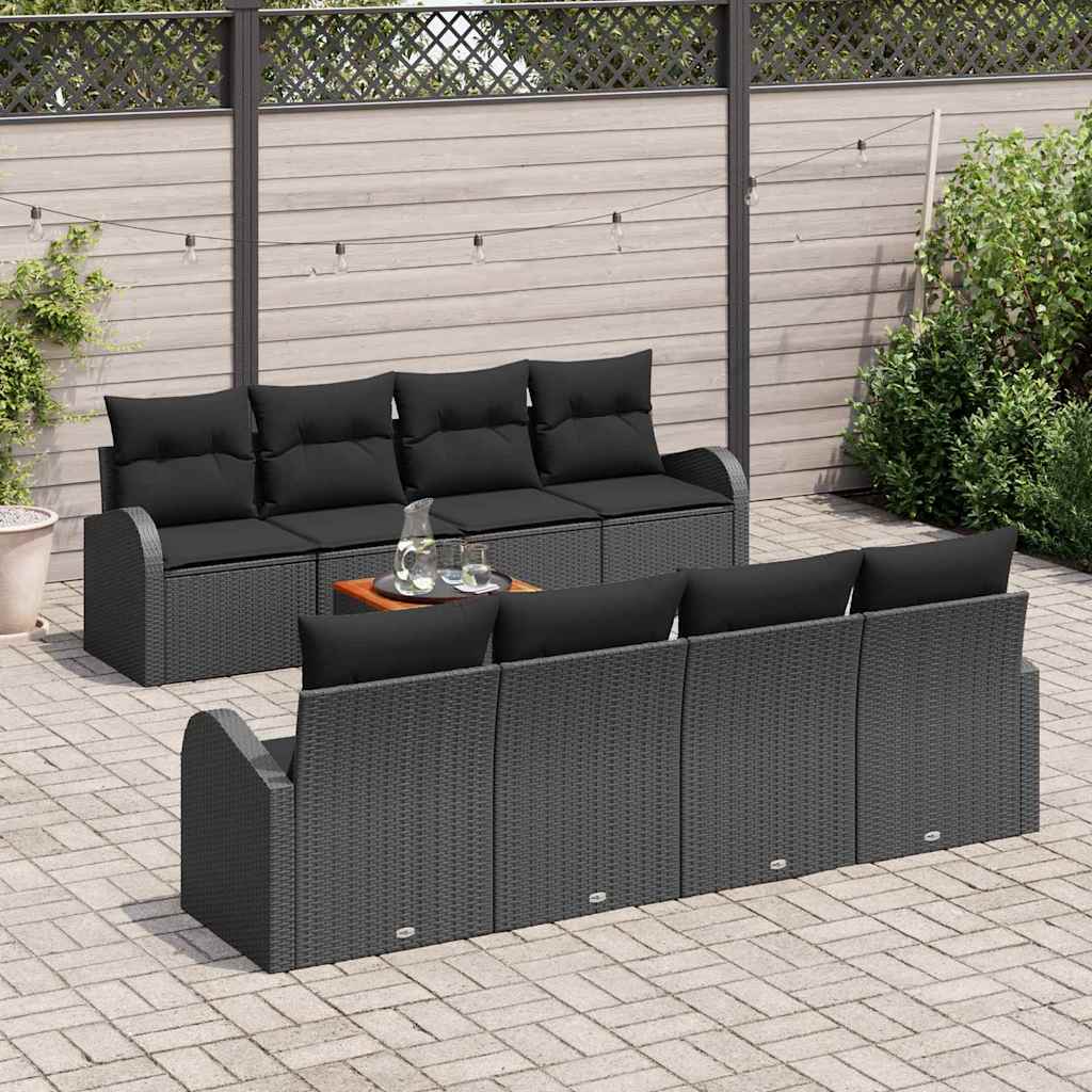 Set Divano da Giardino con archiviazione 9 pcs Nero polyrattan | homemem39