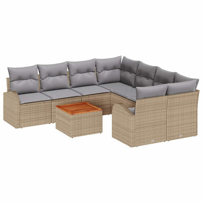 Set Divano da Giardino 9 pcs Beige e Grigio Chiaro polyrattan | homemem39