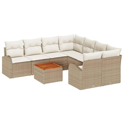Set Divano da Giardino 9 pcs Beige e Crema polyrattan | homemem39