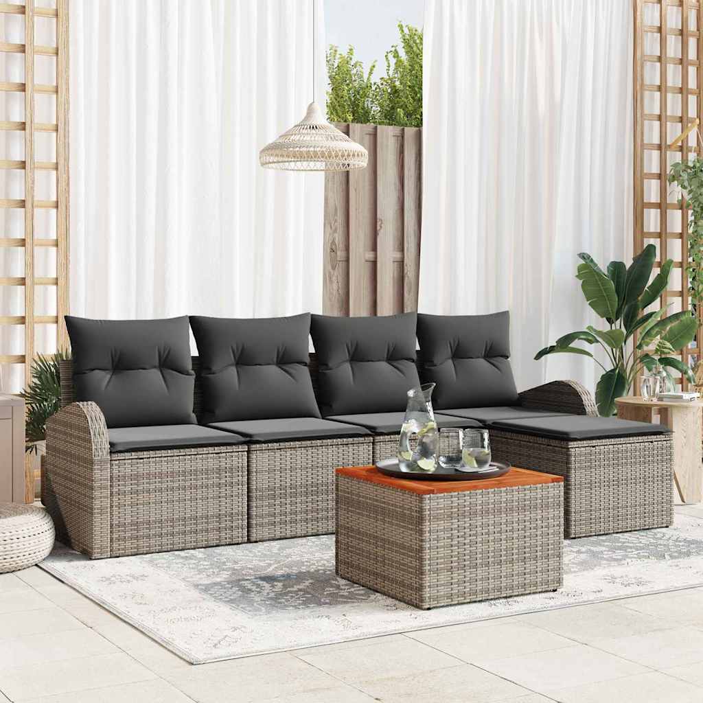 Set Divano da Giardino 6 pcs Grigio polyrattan | homemem39