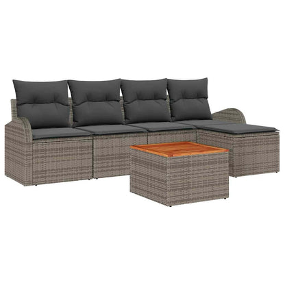 Set Divano da Giardino 6 pcs Grigio polyrattan | homemem39