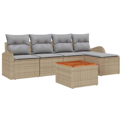 Set Divano da Giardino 6 pcs Beige e Grigio Chiaro polyrattan | homemem39