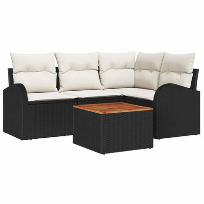 Set Divano da Giardino 5 pcs Nero e Crema polyrattan | homemem39