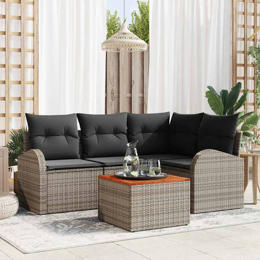 Set Divano da Giardino 5 pcs Grigio polyrattan