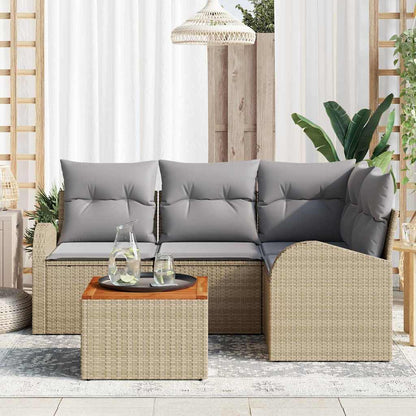 Set Divano da Giardino 5 pcs Beige e Grigio Chiaro polyrattan | homemem39