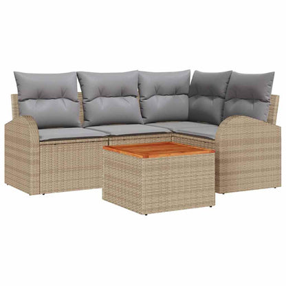 Set Divano da Giardino 5 pcs Beige e Grigio Chiaro polyrattan | homemem39