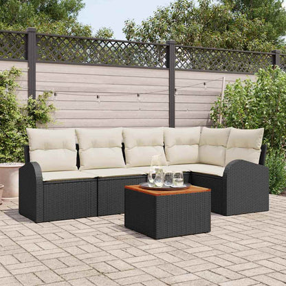 Set Divano da Giardino 6 pcs Nero e Crema polyrattan | homemem39