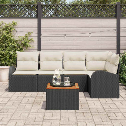 Set Divano da Giardino 6 pcs Nero e Crema polyrattan | homemem39