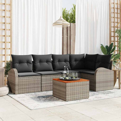 Set Divano da Giardino 6 pcs Grigio polyrattan | homemem39