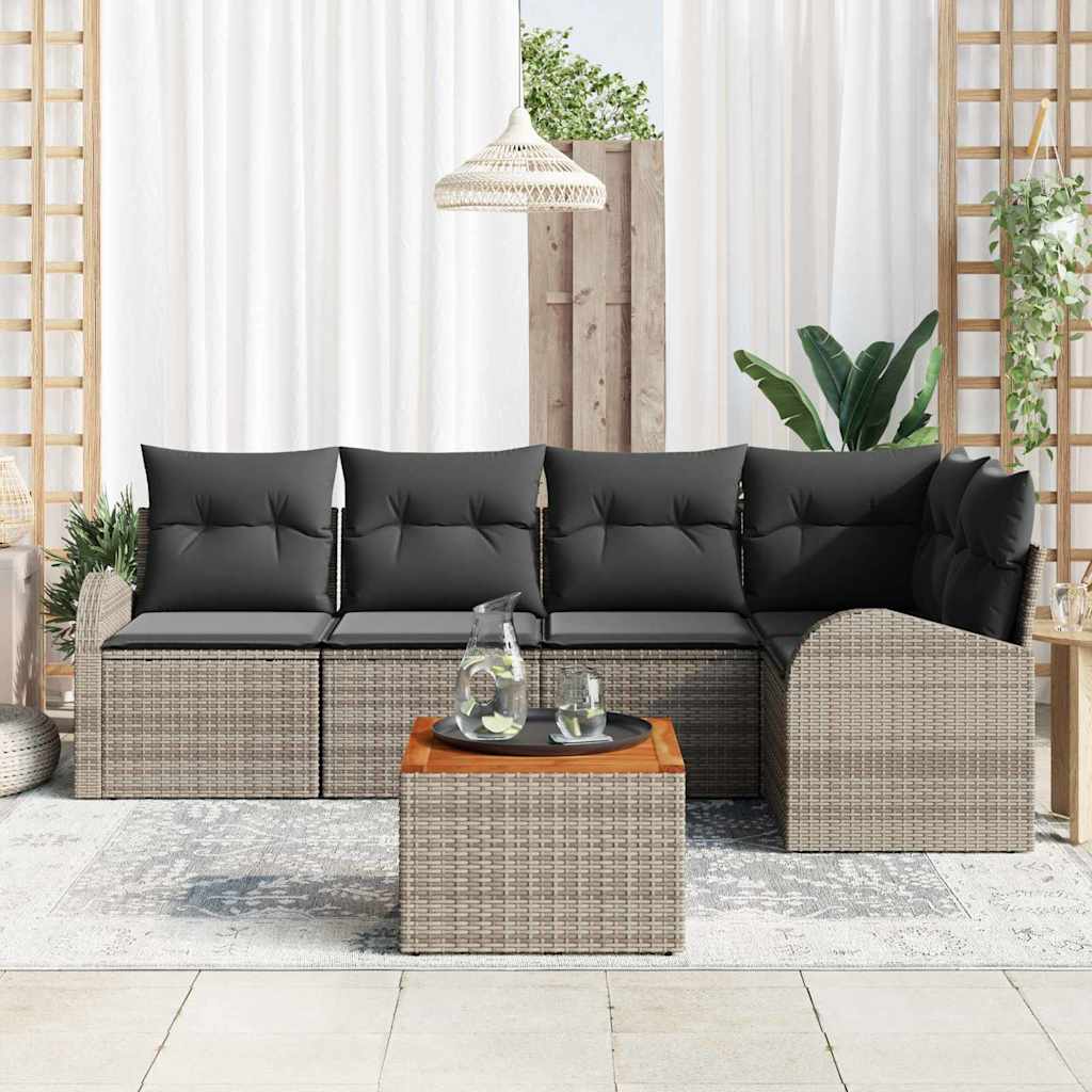 Set Divano da Giardino 6 pcs Grigio polyrattan | homemem39