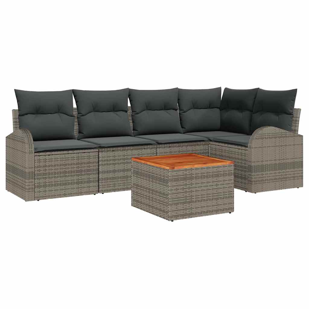 Set Divano da Giardino 6 pcs Grigio polyrattan | homemem39