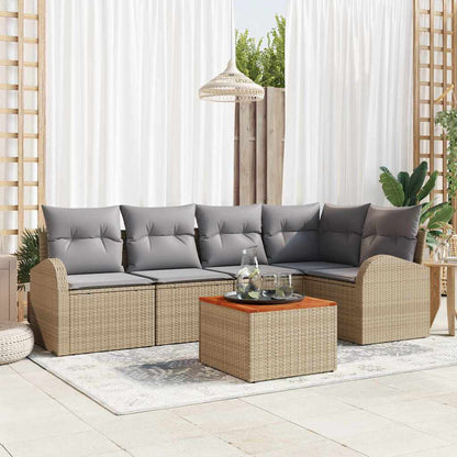 Set Divano da Giardino 6 pcs Beige e Grigio Chiaro polyrattan | homemem39