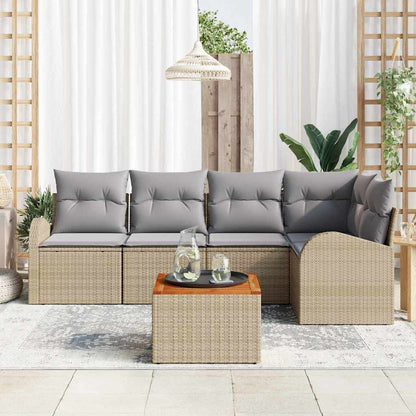 Set Divano da Giardino 6 pcs Beige e Grigio Chiaro polyrattan | homemem39