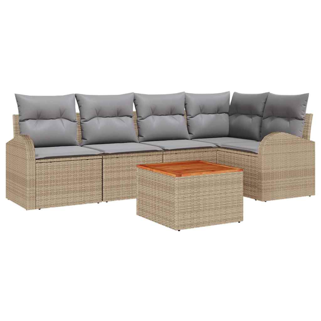 Set Divano da Giardino 6 pcs Beige e Grigio Chiaro polyrattan | homemem39