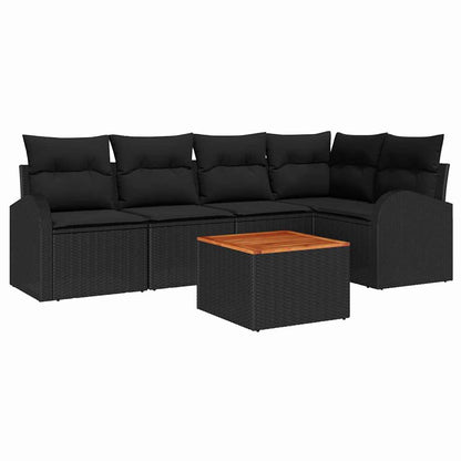 Set Divano da Giardino con archiviazione 6 pcs Nero polyrattan | homemem39