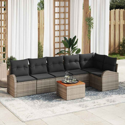 Set Divano da Giardino 7 pcs Grigio polyrattan | homemem39