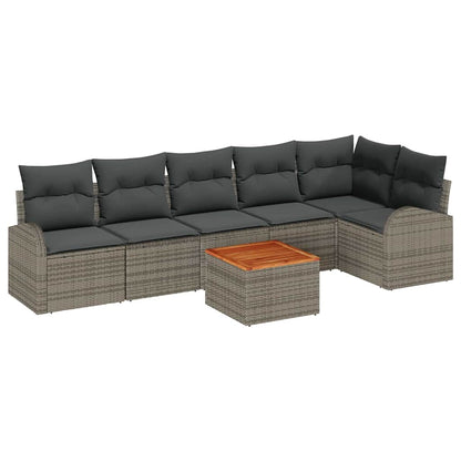 Set Divano da Giardino 7 pcs Grigio polyrattan | homemem39