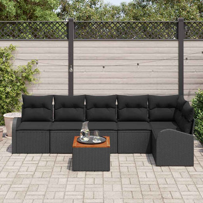 Set Divano da Giardino con archiviazione 7 pcs Nero polyrattan | homemem39