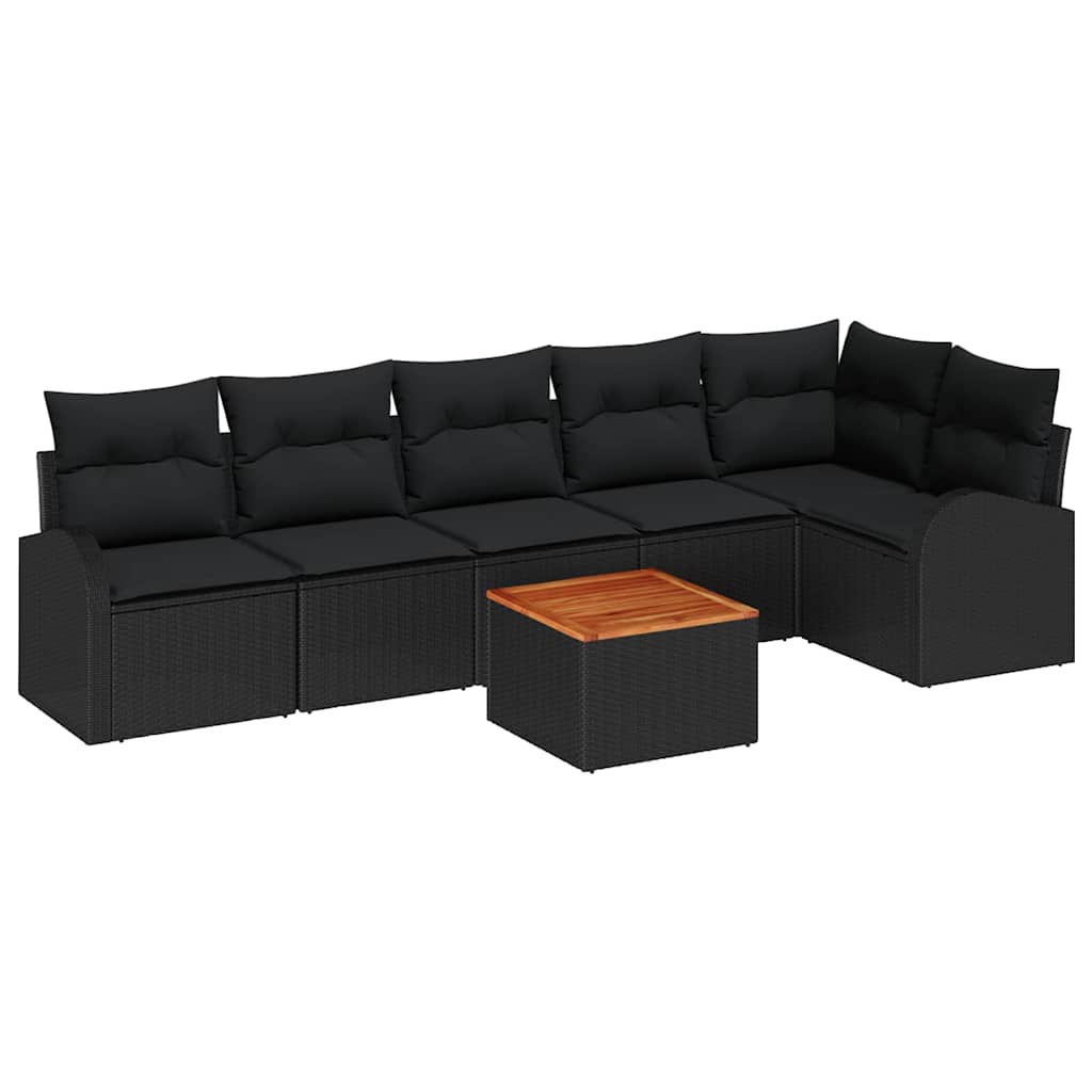 Set Divano da Giardino con archiviazione 7 pcs Nero polyrattan | homemem39