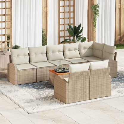 Set Divano da Giardino 9 pcs Beige e Crema polyrattan | homemem39