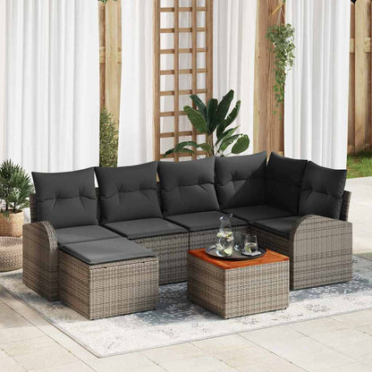 Set Divano da Giardino 7 pcs Grigio polyrattan