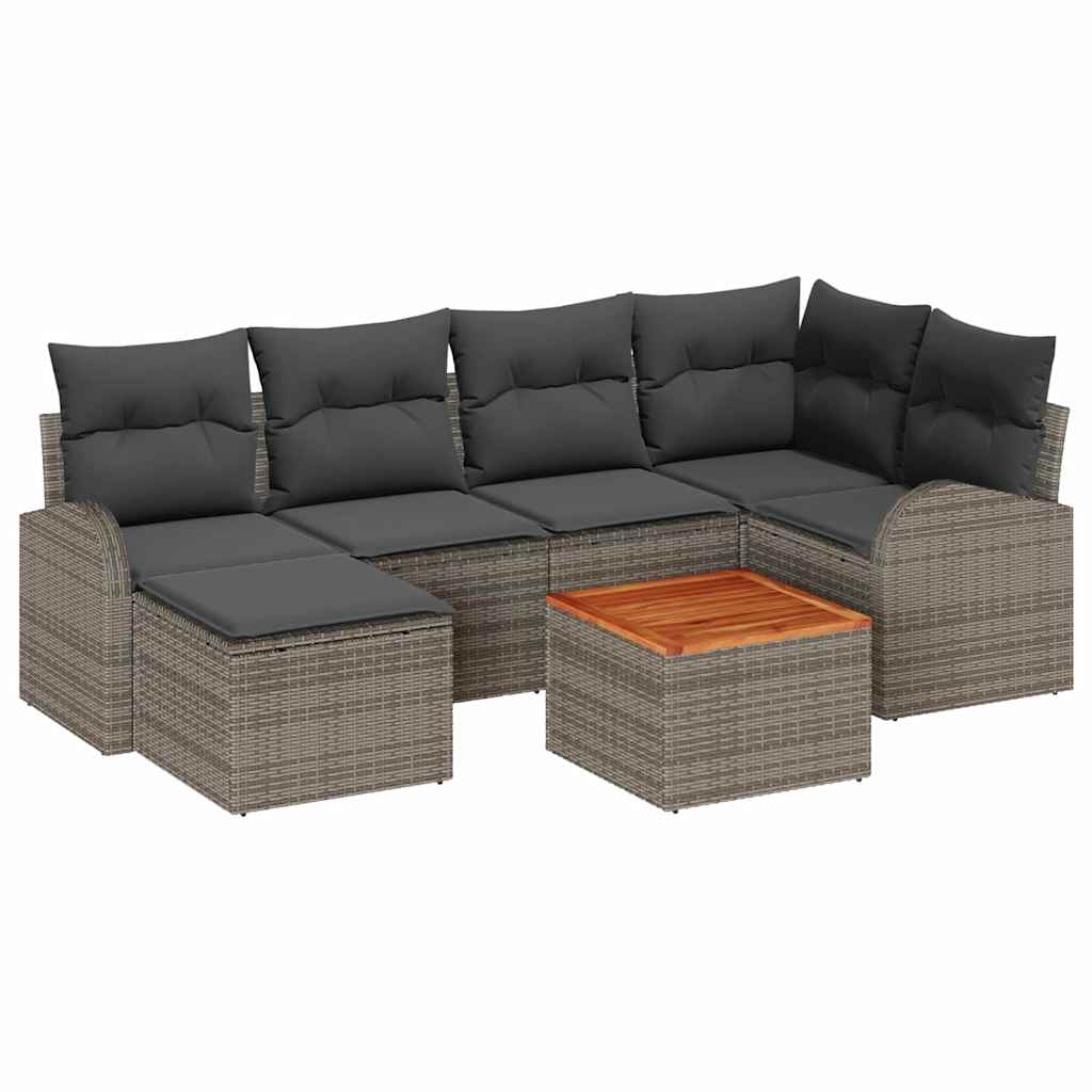Set Divano da Giardino 7 pcs Grigio polyrattan