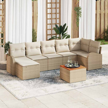 Set Divano da Giardino 8 pcs Beige e Crema polyrattan | homemem39