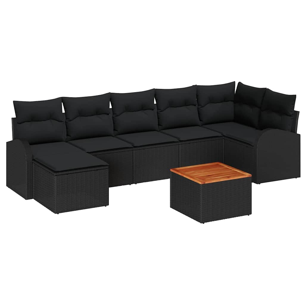 Set Divano da Giardino con archiviazione 8 pcs Nero polyrattan | homemem39