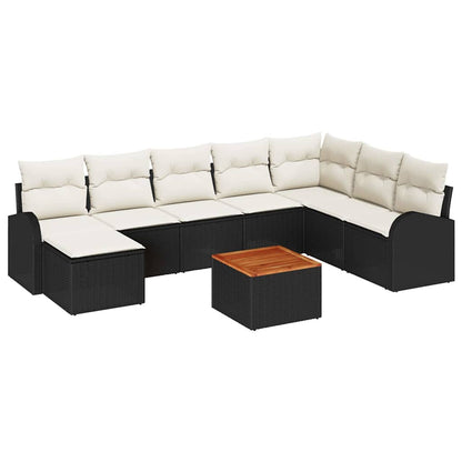 Set Divano da Giardino 9 pcs Nero e Crema polyrattan | homemem39
