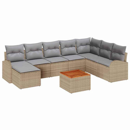 Set Divano da Giardino 9 pcs Beige e Grigio Chiaro polyrattan | homemem39