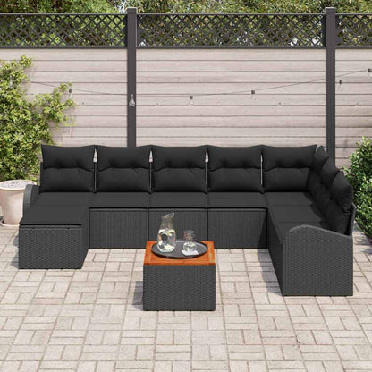 Set Divano da Giardino con archiviazione 9 pcs Nero polyrattan | homemem39