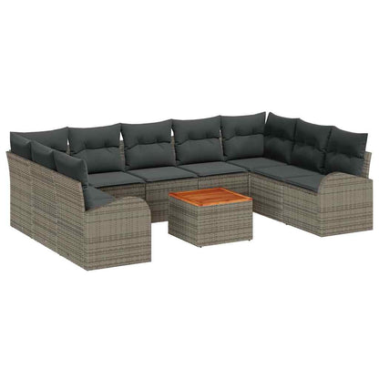 Set Divano da Giardino 10 pcs Grigio polyrattan | homemem39