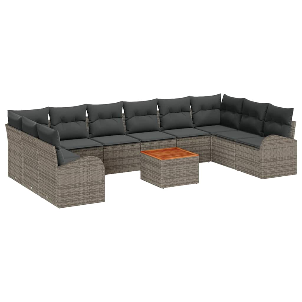 Set Divano da Giardino 11 pcs Grigio polyrattan | homemem39